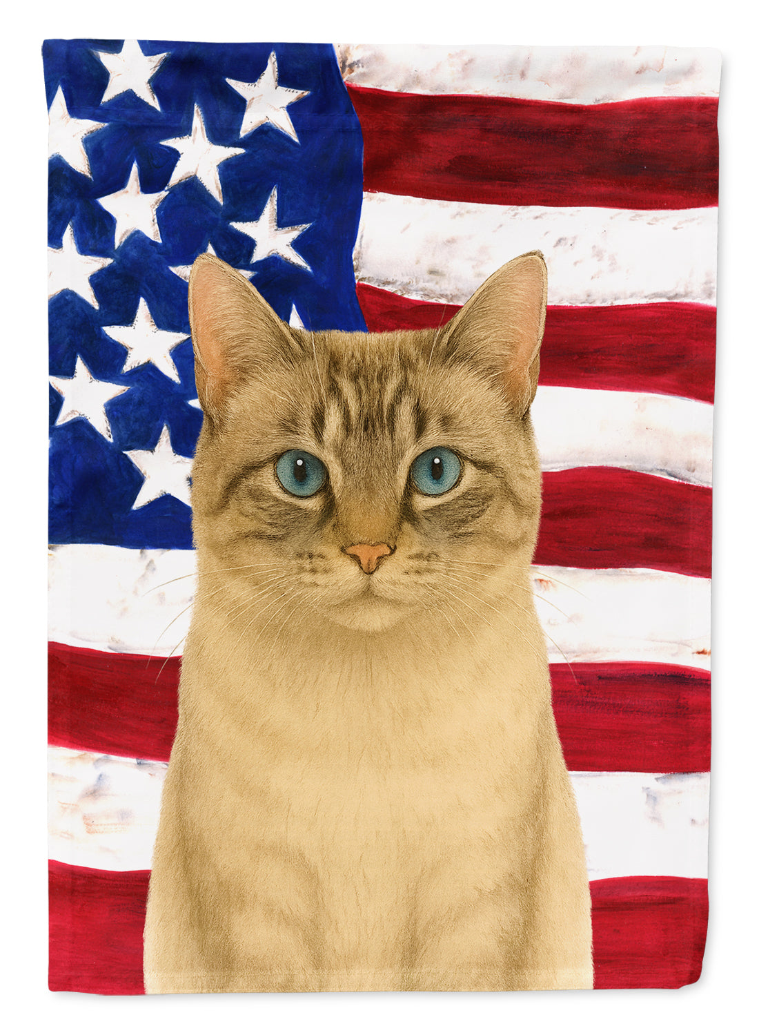Lynx Point Cat American House Flag 28x40 Porch Sleeve Pole Decorative Outside Yard Banner Artwork Wall Hanging, Polyester