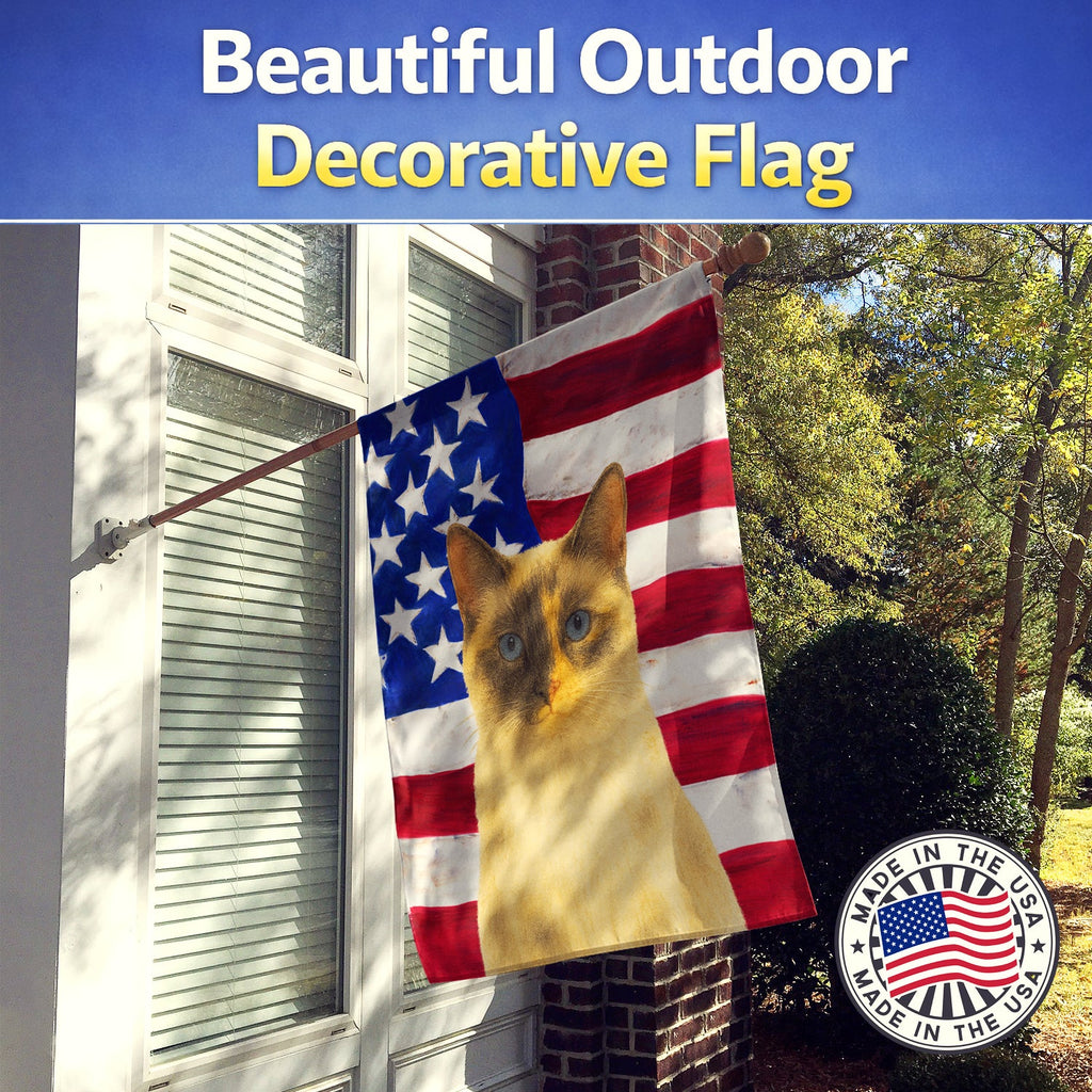 Tortie Point Cat American House Flag 28x40 Porch Sleeve Pole Decorative Outside Yard Banner Artwork Wall Hanging, Polyester