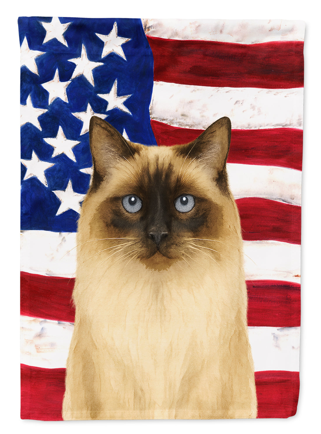 Ragdoll Seal Point Cat American House Flag 28x40 Porch Sleeve Pole Decorative Outside Yard Banner Artwork Wall Hanging, Polyester