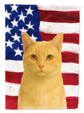 Cream Cat American House Flag 28x40 Porch Sleeve Pole Decorative Outside Yard Banner Artwork Wall Hanging, Polyester