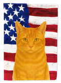 Red Cat American House Flag 28x40 Porch Sleeve Pole Decorative Outside Yard Banner Artwork Wall Hanging, Polyester