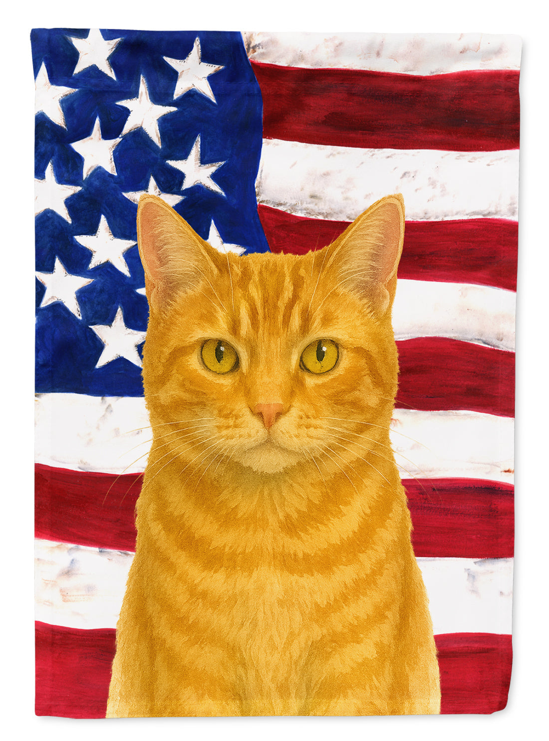 Orange Classic Cat American House Flag 28x40 Porch Sleeve Pole Decorative Outside Yard Banner Artwork Wall Hanging, Polyester