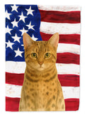 Spotted Brown Tabby Cat American House Flag 28x40 Porch Sleeve Pole Decorative Outside Yard Banner Artwork Wall Hanging, Polyester
