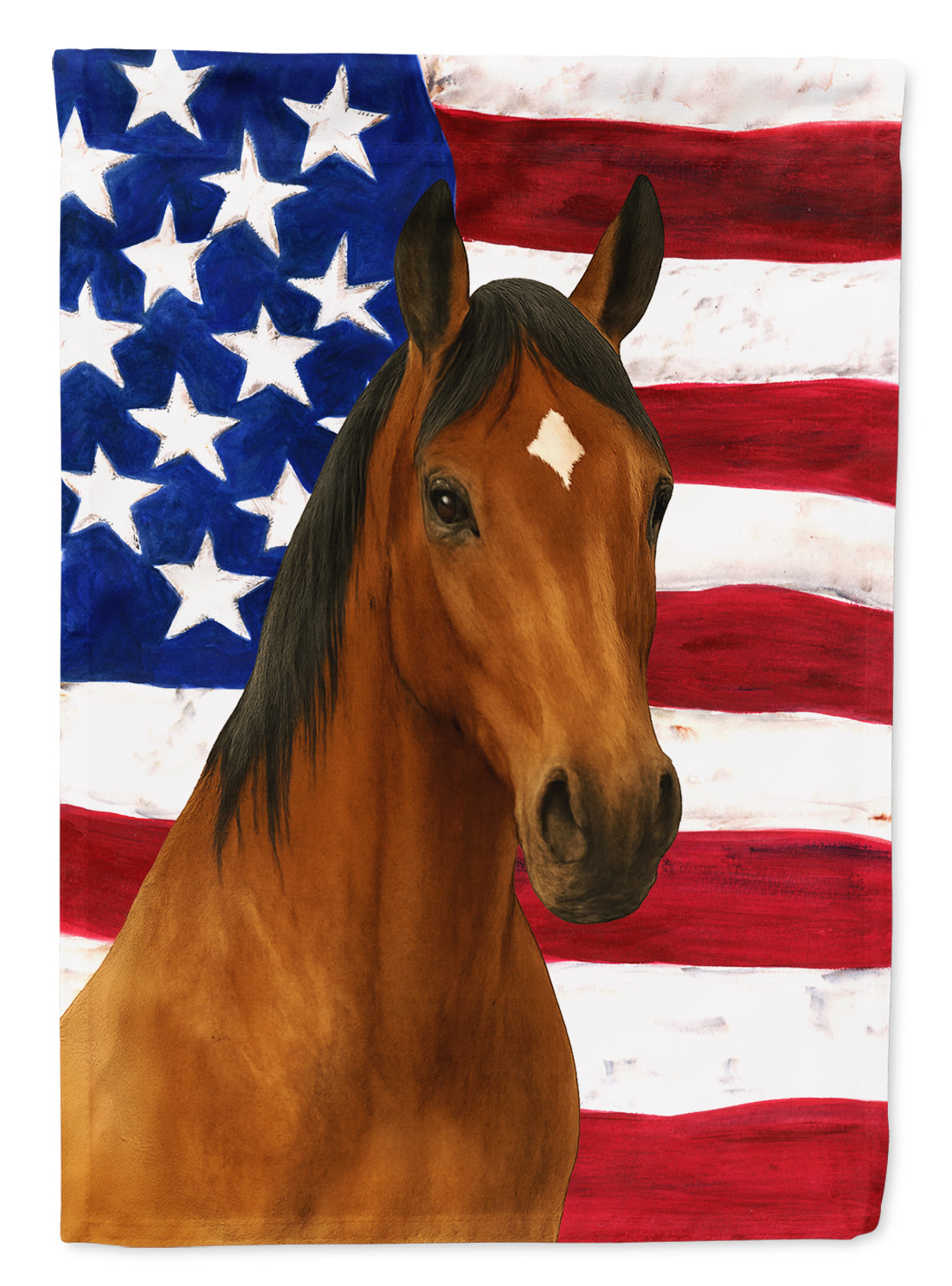 Bay Quarter Horse American House Flag 28x40 Porch Sleeve Pole Decorative Outside Yard Banner Artwork Wall Hanging, Polyester