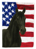 Black Quarter Horse American House Flag 28x40 Porch Sleeve Pole Decorative Outside Yard Banner Artwork Wall Hanging, Polyester