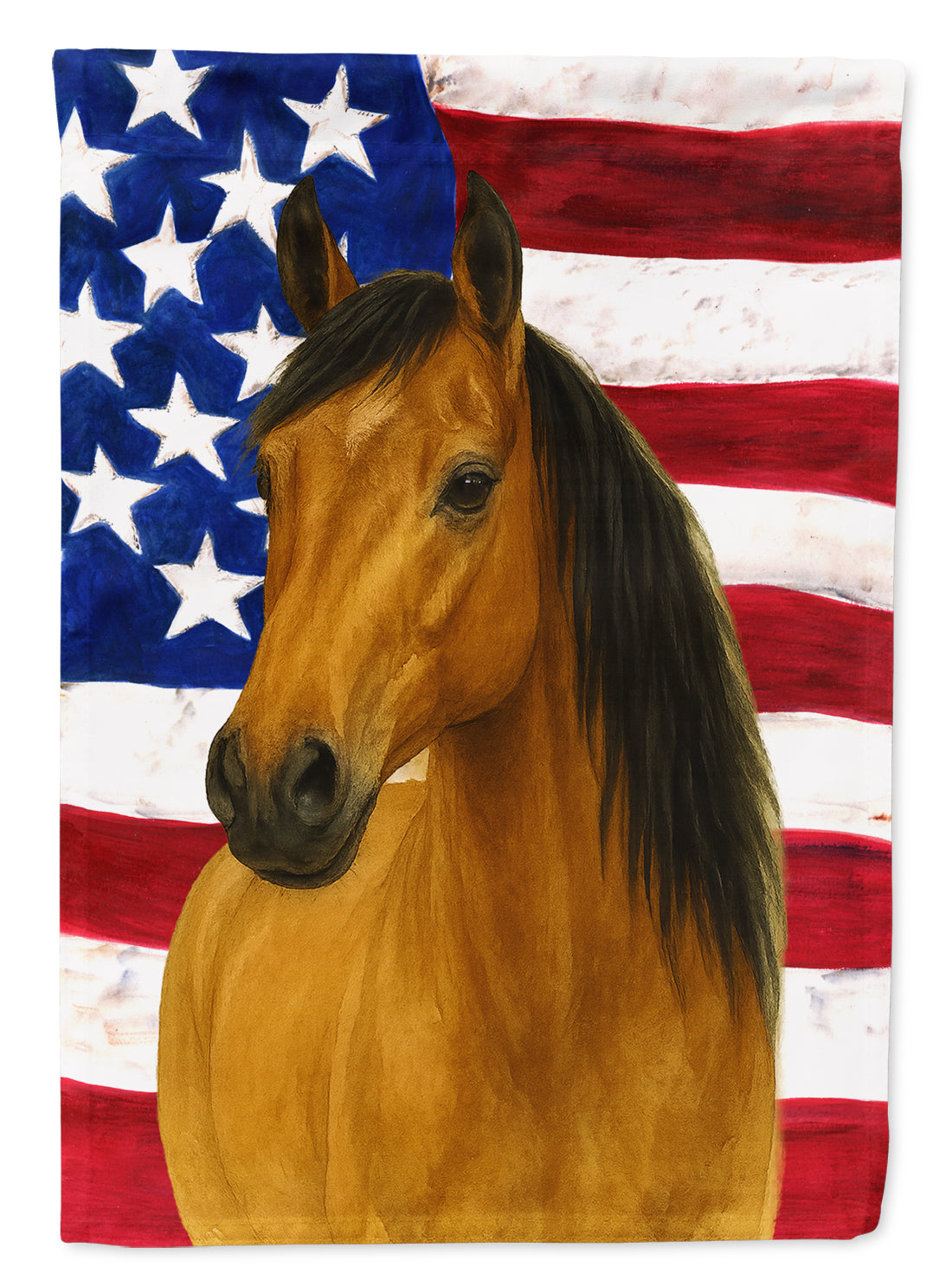 Buckskin Quarter Horse American House Flag 28x40 Porch Sleeve Pole Decorative Outside Yard Banner Artwork Wall Hanging, Polyester