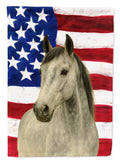 Gray Quarter Horse American House Flag 28x40 Porch Sleeve Pole Decorative Outside Yard Banner Artwork Wall Hanging, Polyester