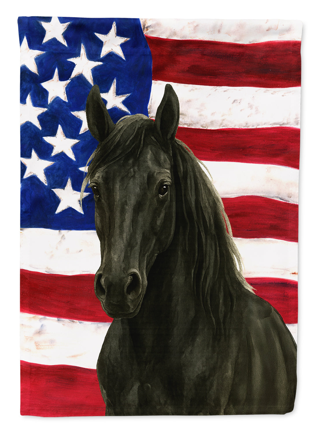 Black Andalusian Horse American House Flag 28x40 Porch Sleeve Pole Decorative Outside Yard Banner Artwork Wall Hanging, Polyester