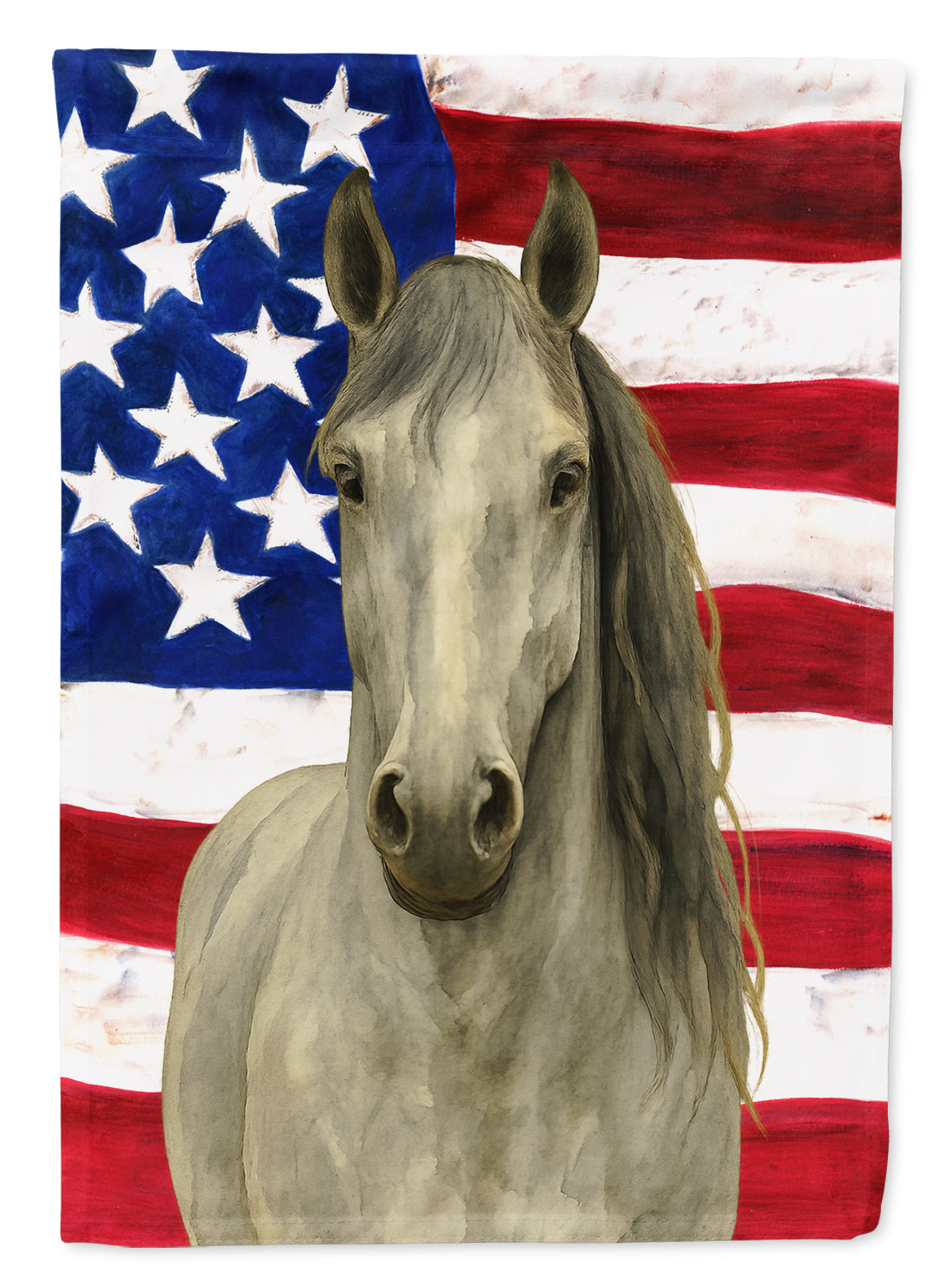 Gray Andalusian Horse American House Flag 28x40 Porch Sleeve Pole Decorative Outside Yard Banner Artwork Wall Hanging, Polyester