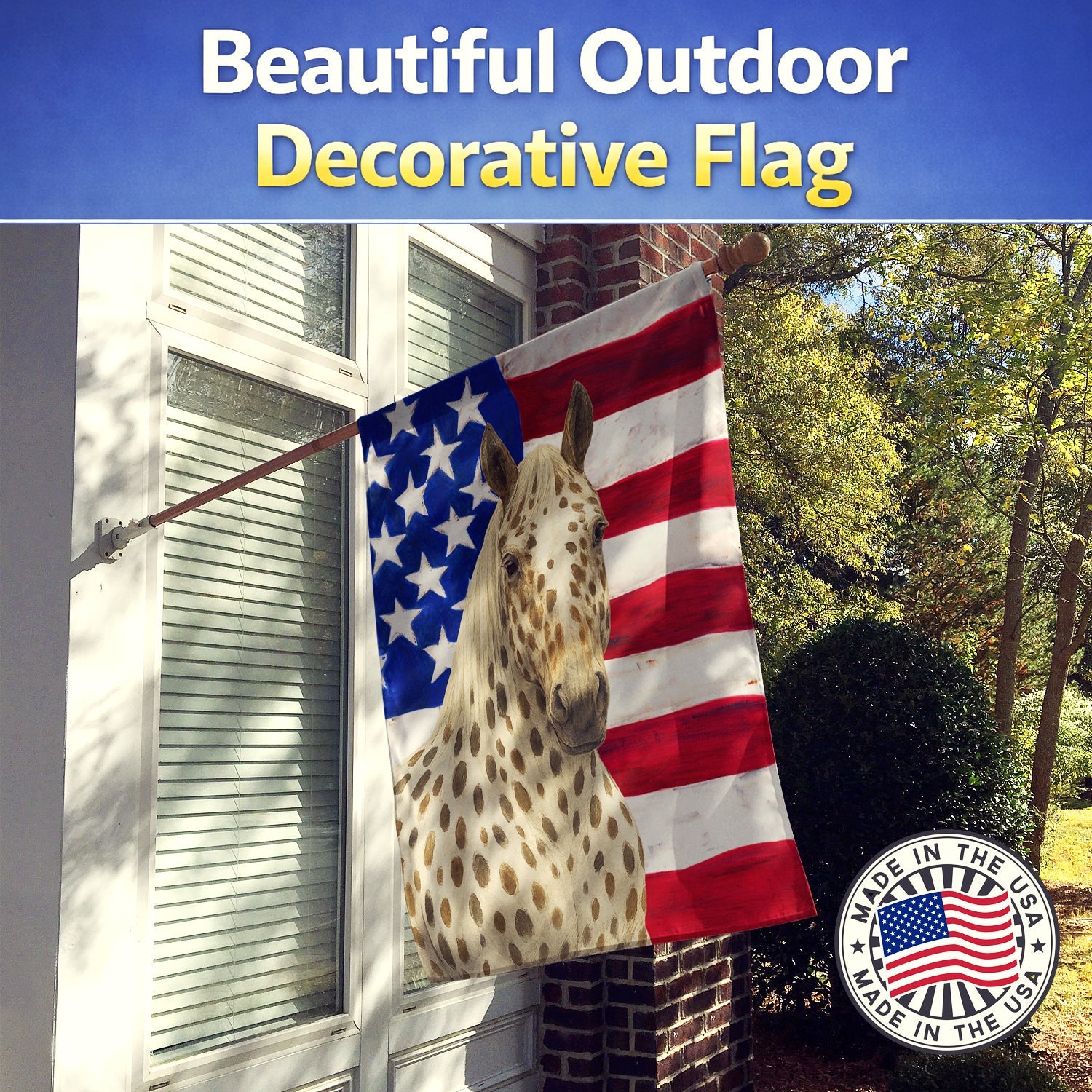 Leopard Spot Andalusian Horse American House Flag 28x40 Porch Sleeve Pole Decorative Outside Yard Banner Artwork Wall Hanging, Polyester