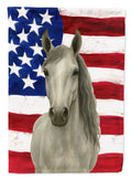 Gray Arabian Horse American House Flag 28x40 Porch Sleeve Pole Decorative Outside Yard Banner Artwork Wall Hanging, Polyester