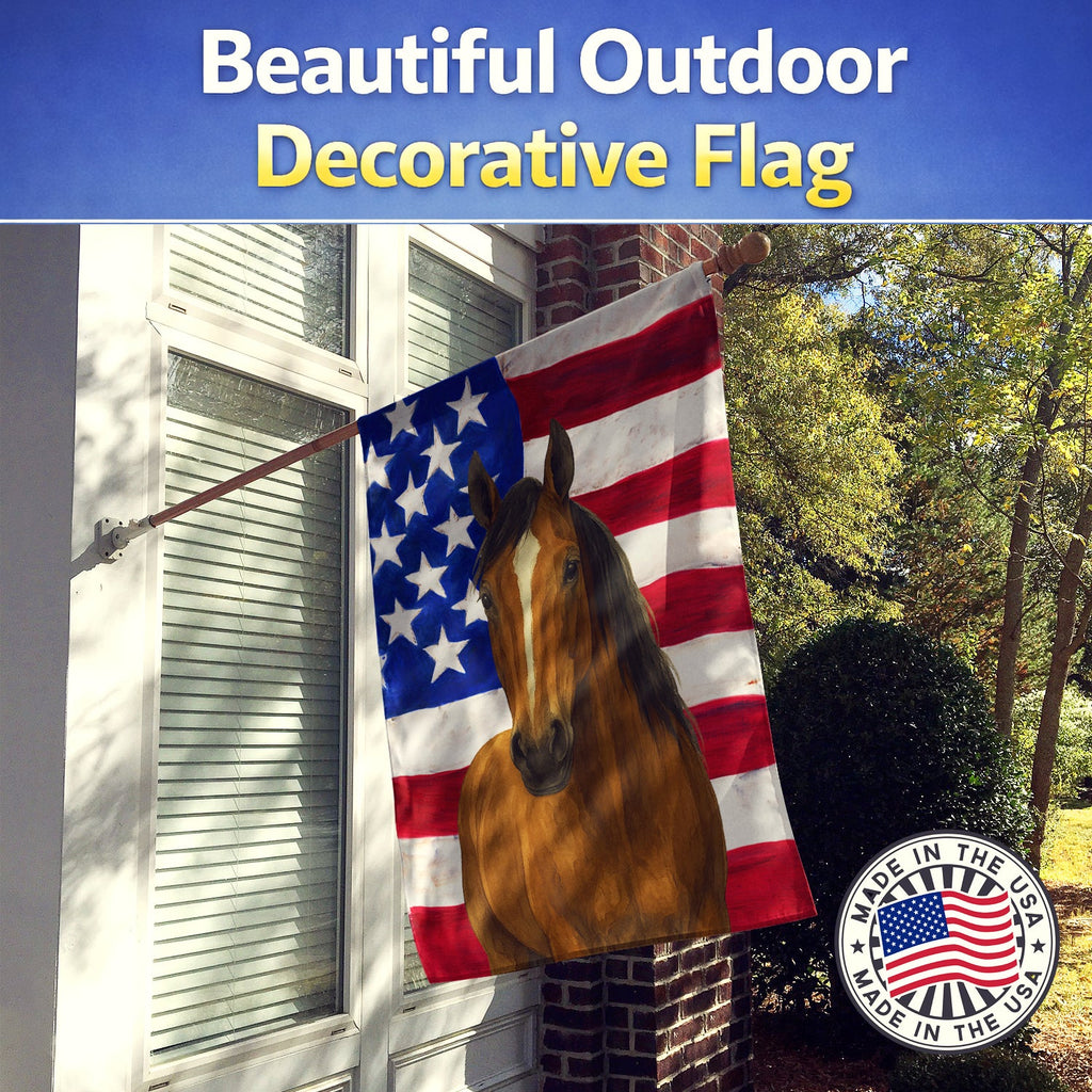 Bay Dutch Warmblood Horse American House Flag 28x40 Porch Sleeve Pole Decorative Outside Yard Banner Artwork Wall Hanging, Polyester