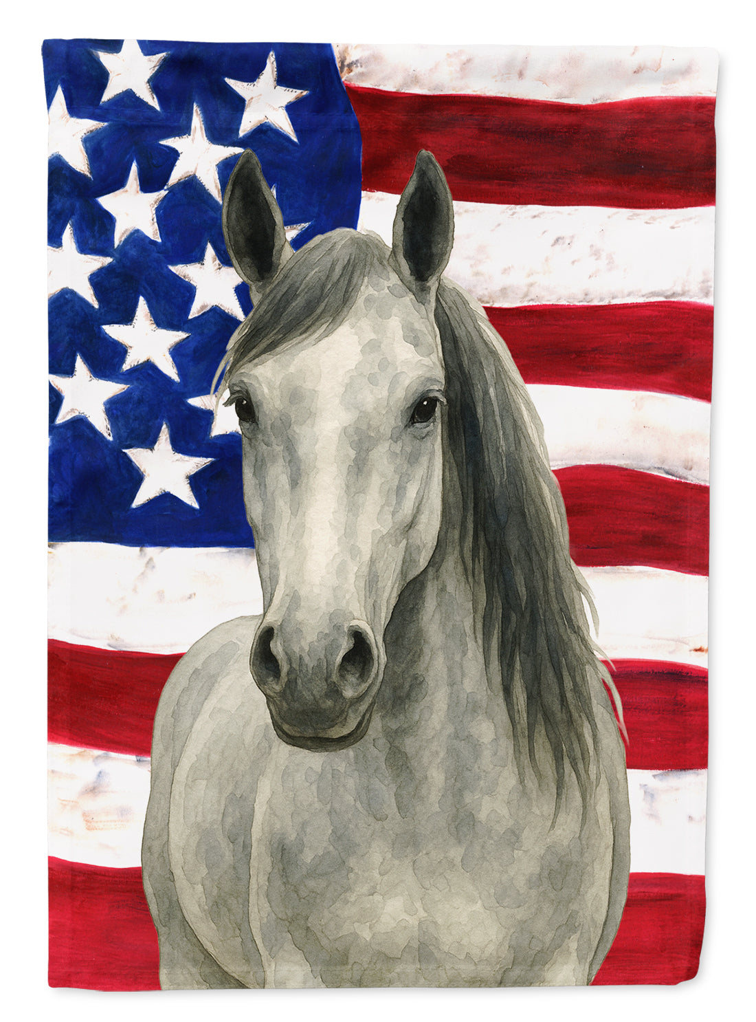 Gray Dutch Warmblood Horse American House Flag 28x40 Porch Sleeve Pole Decorative Outside Yard Banner Artwork Wall Hanging, Polyester