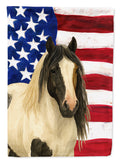 Piebald Gypsy Vanner Horse American House Flag 28x40 Porch Sleeve Pole Decorative Outside Yard Banner Artwork Wall Hanging, Polyester