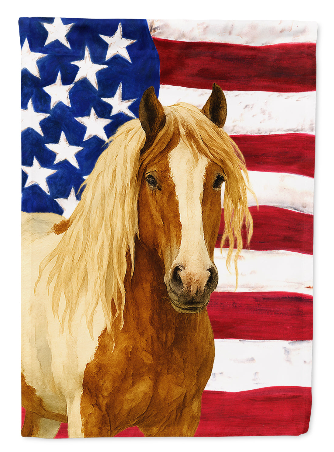 Skewbald Gypsy Vanner Horse American House Flag 28x40 Porch Sleeve Pole Decorative Outside Yard Banner Artwork Wall Hanging, Polyester
