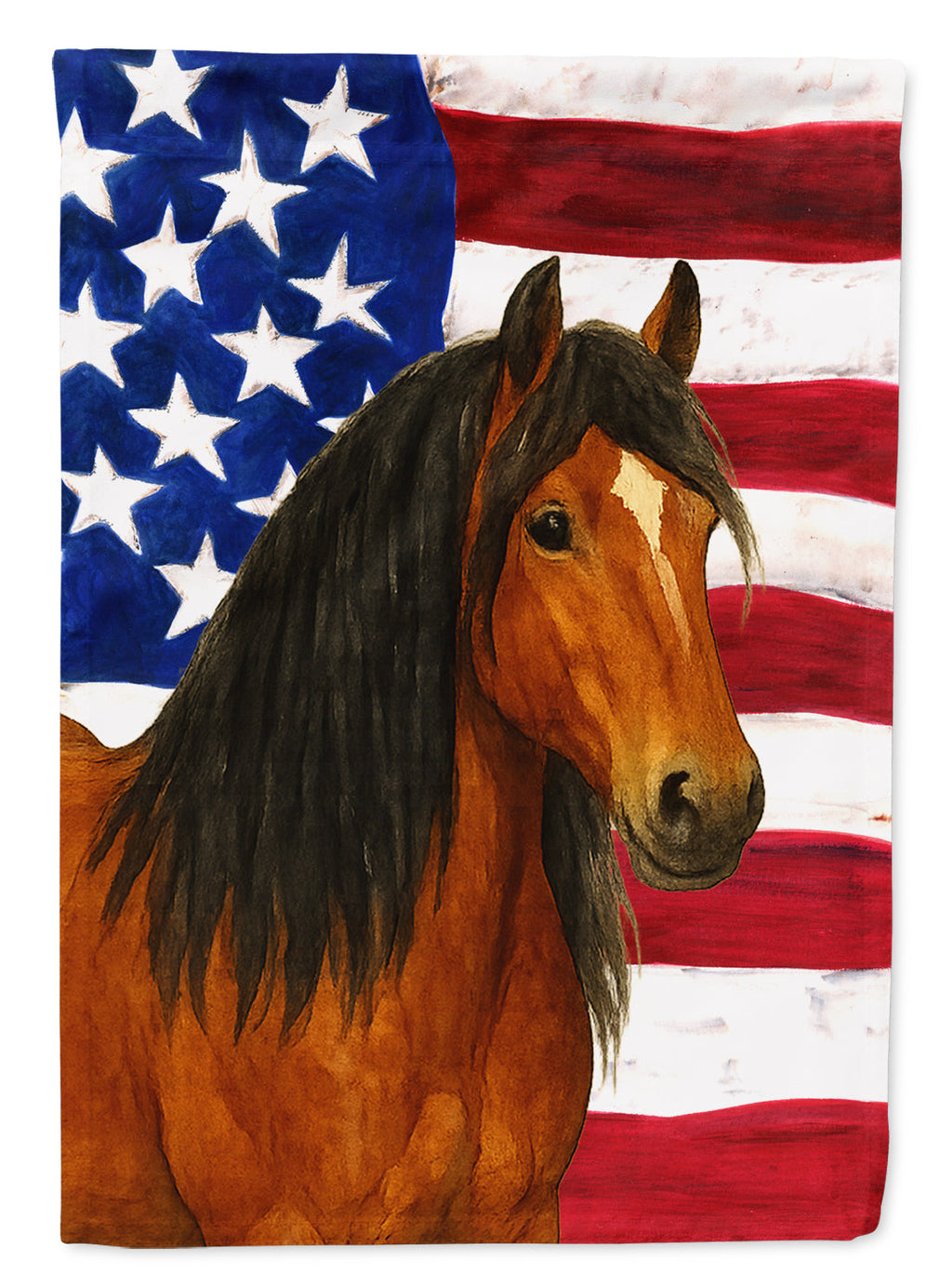 Bay Gypsy Vanner Horse American House Flag 28x40 Porch Sleeve Pole Decorative Outside Yard Banner Artwork Wall Hanging, Polyester