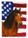Bay Gypsy Vanner Horse American House Flag 28x40 Porch Sleeve Pole Decorative Outside Yard Banner Artwork Wall Hanging, Polyester