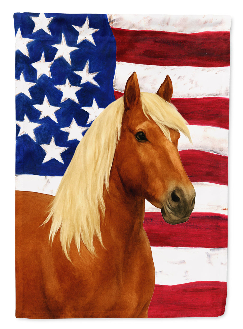 Chestnut Gypsy Vanner Horse with Flaxen Mane American House Flag 28x40 Porch Sleeve Pole Decorative Outside Yard Banner Artwork Wall Hanging, Polyester