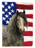 Dapple Gray Gypsy Vanner Horse American House Flag 28x40 Porch Sleeve Pole Decorative Outside Yard Banner Artwork Wall Hanging, Polyester