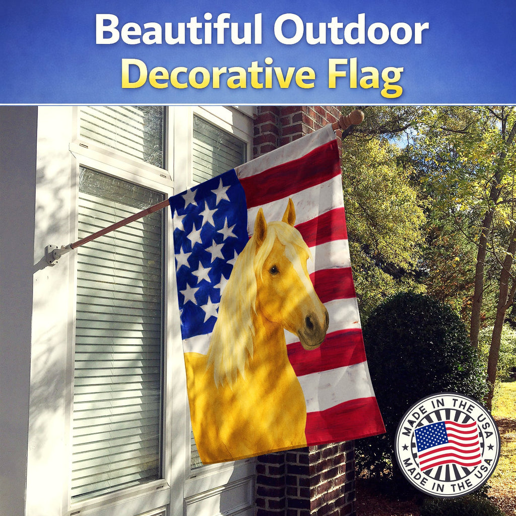 Palomino Gypsy Vanner Horse American House Flag 28x40 Porch Sleeve Pole Decorative Outside Yard Banner Artwork Wall Hanging, Polyester