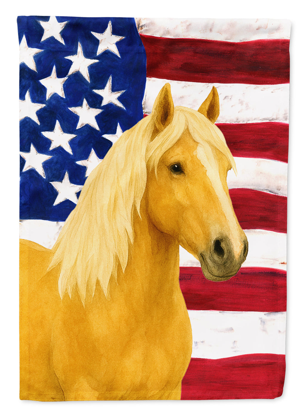 Palomino Gypsy Vanner Horse American House Flag 28x40 Porch Sleeve Pole Decorative Outside Yard Banner Artwork Wall Hanging, Polyester