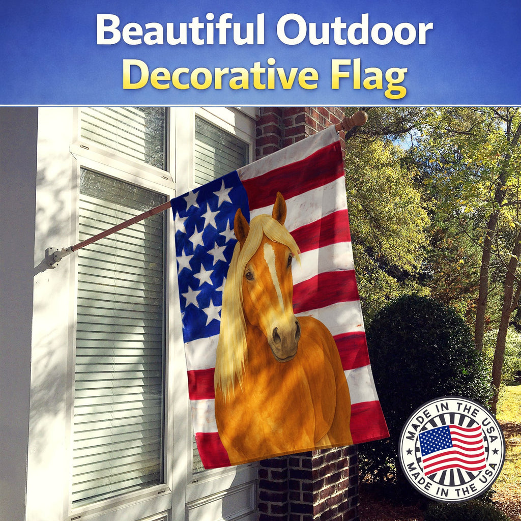 Chestnut Haflinger Horse with Flaxen Mane American House Flag 28x40 Porch Sleeve Pole Decorative Outside Yard Banner Artwork Wall Hanging, Polyester