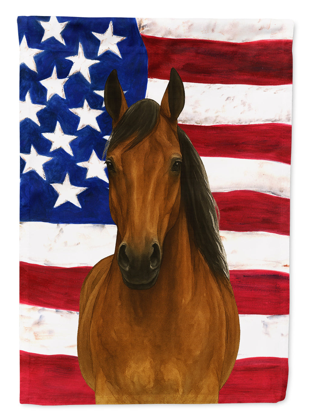 Bay Hanoverian Horse American House Flag 28x40 Porch Sleeve Pole Decorative Outside Yard Banner Artwork Wall Hanging, Polyester