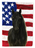 Black Hanoverian Horse American House Flag 28x40 Porch Sleeve Pole Decorative Outside Yard Banner Artwork Wall Hanging, Polyester