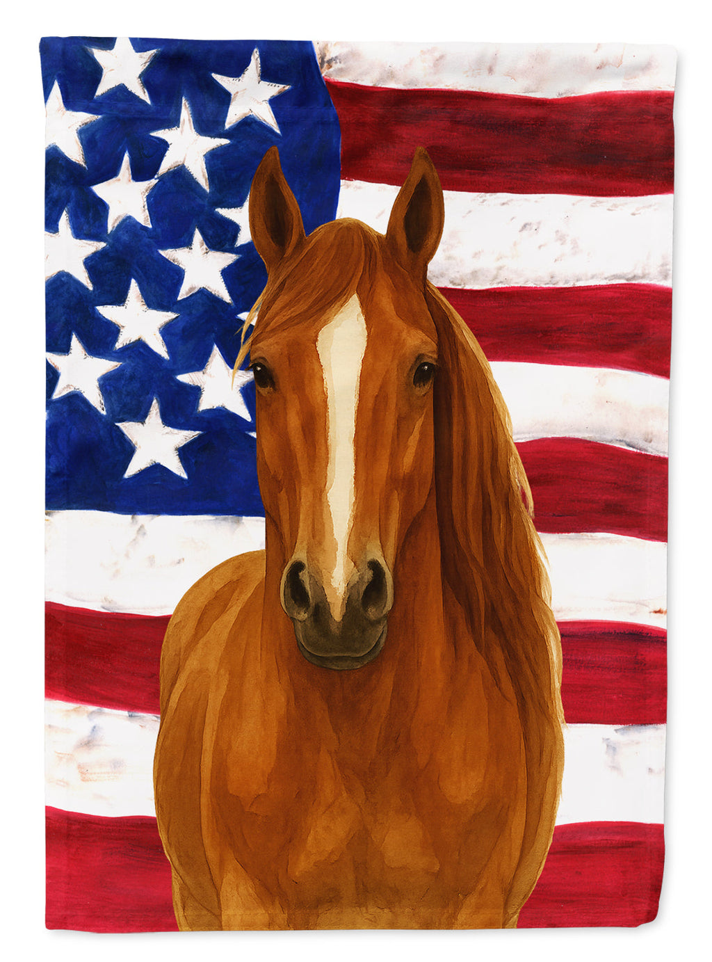 Chestnut Hanoverian Horse American House Flag 28x40 Porch Sleeve Pole Decorative Outside Yard Banner Artwork Wall Hanging, Polyester
