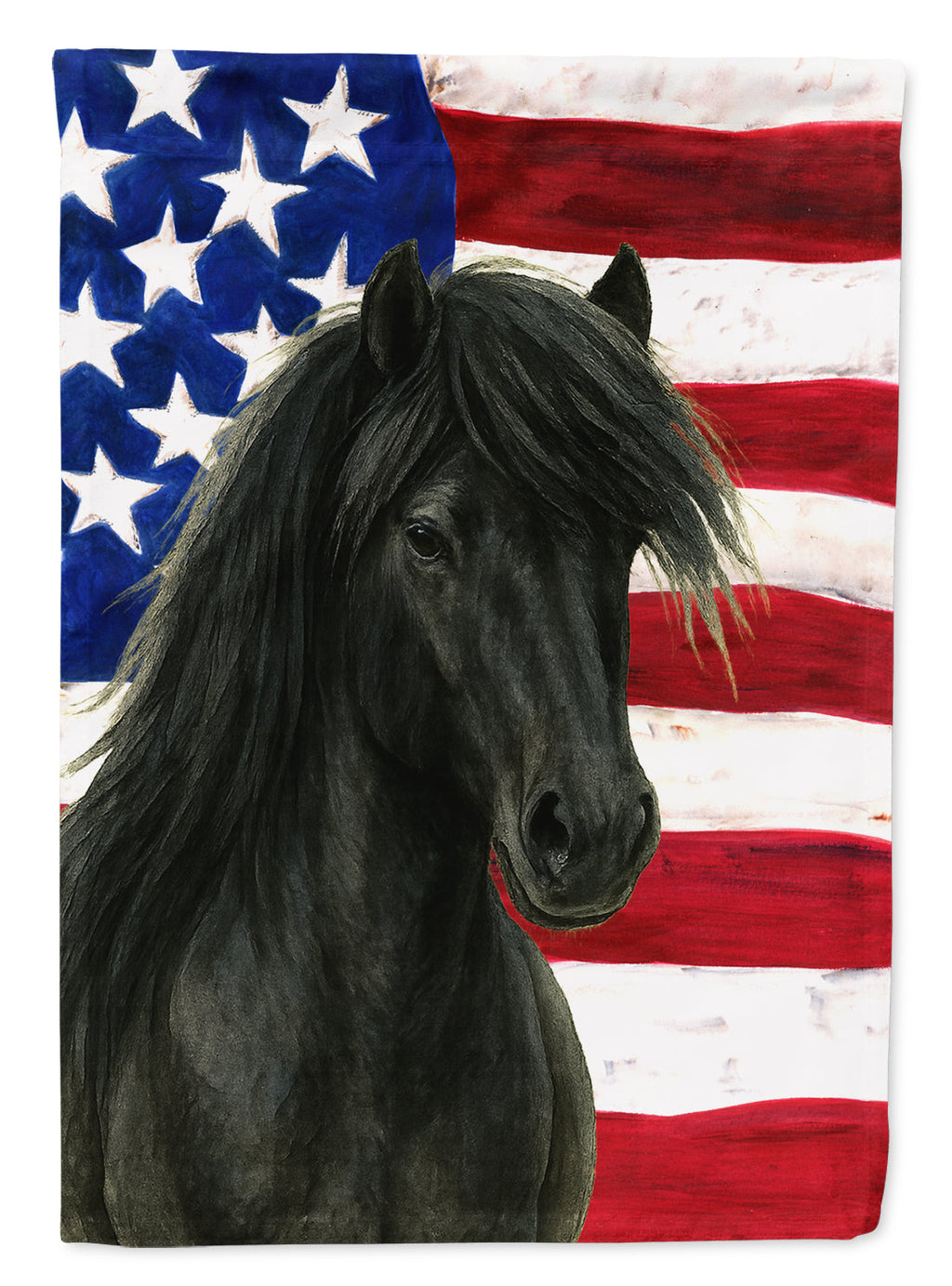 Black Icelandic Horse American House Flag 28x40 Porch Sleeve Pole Decorative Outside Yard Banner Artwork Wall Hanging, Polyester