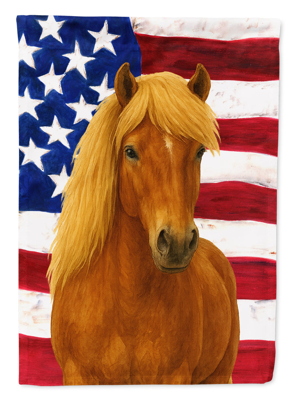 Chestnut Icelandic Horse with Flaxen Mane American House Flag 28x40 Porch Sleeve Pole Decorative Outside Yard Banner Artwork Wall Hanging, Polyester