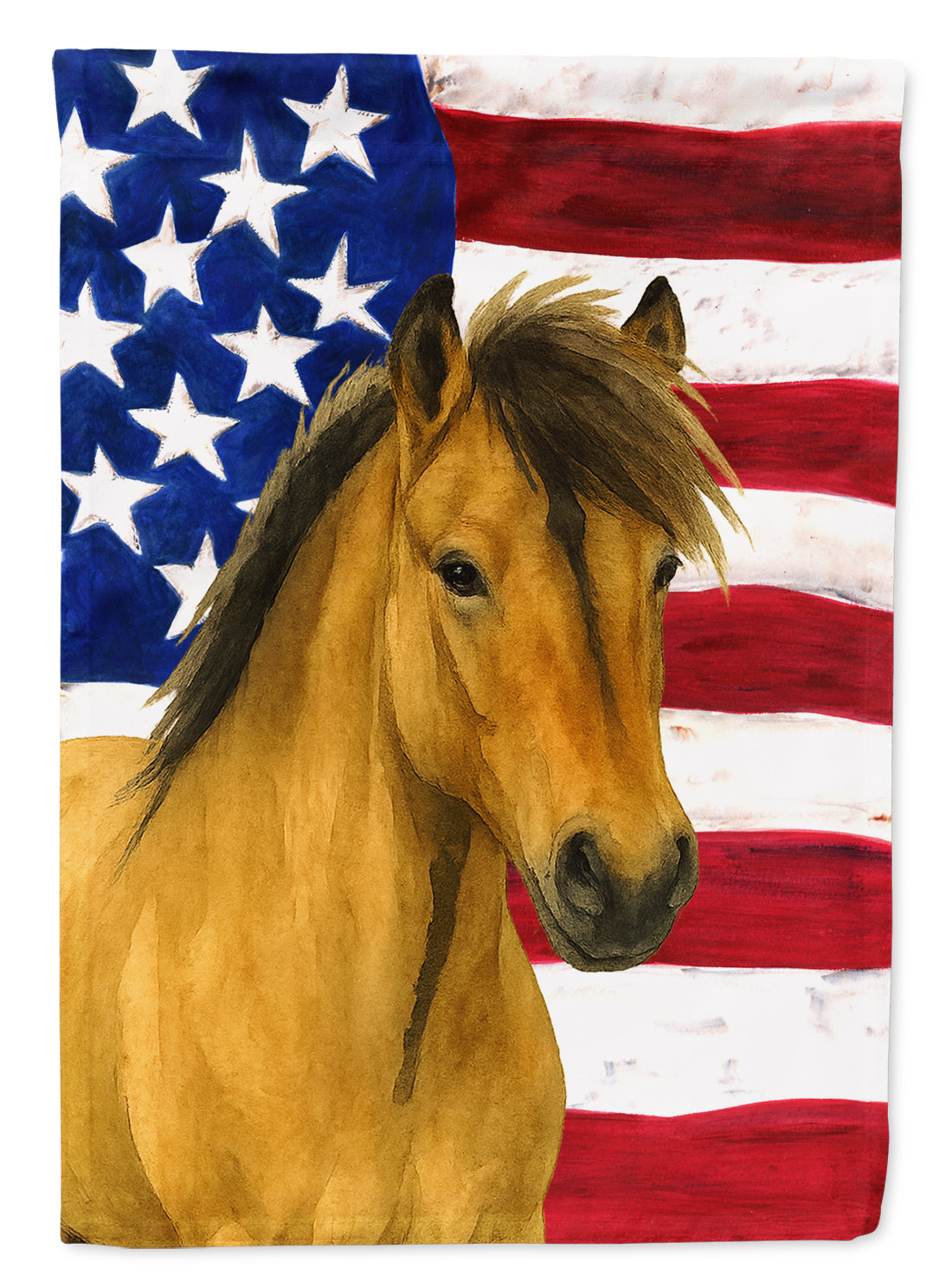 Dun Icelandic Horse American House Flag 28x40 Porch Sleeve Pole Decorative Outside Yard Banner Artwork Wall Hanging, Polyester