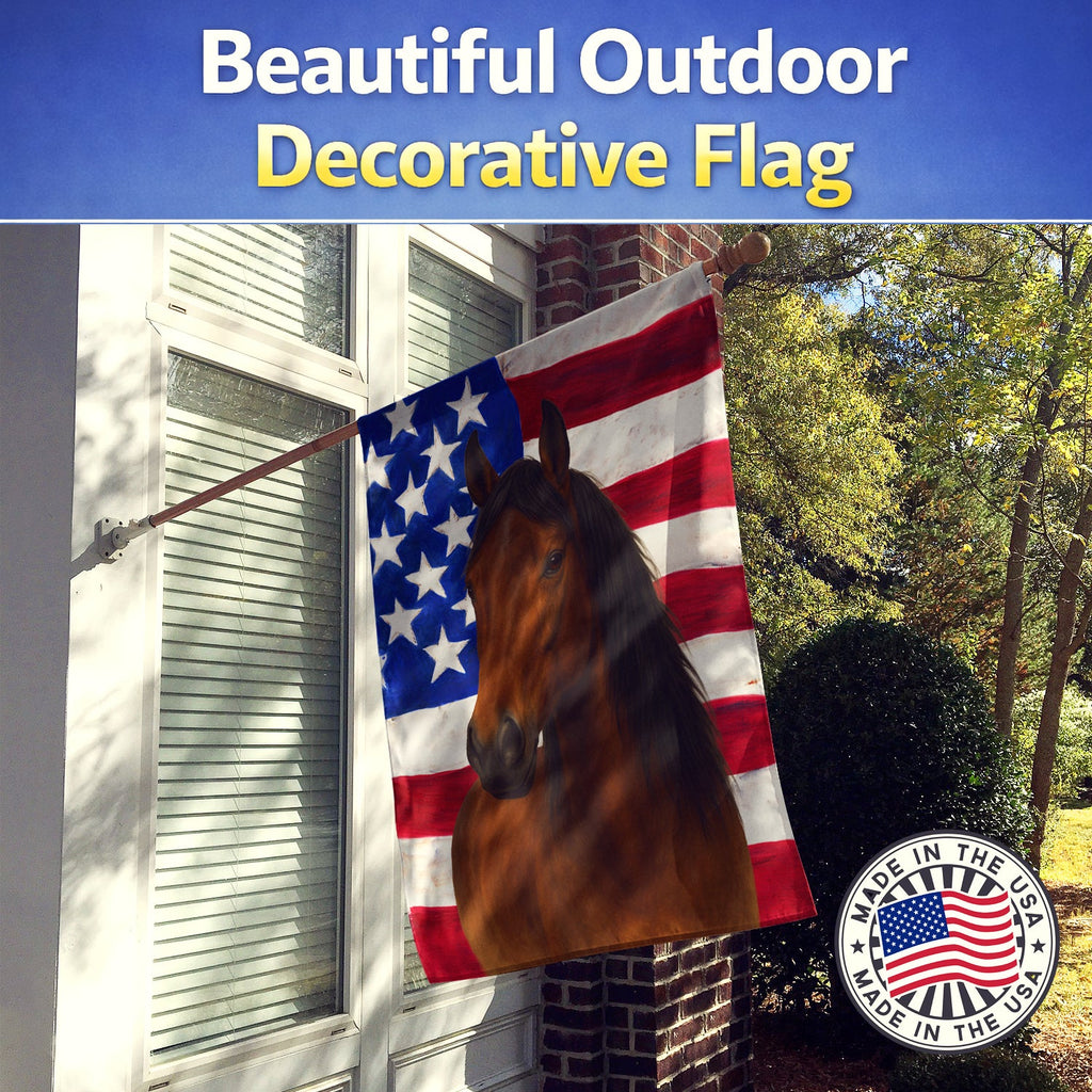 Bay Missouri Fox Trotter Horse American House Flag 28x40 Porch Sleeve Pole Decorative Outside Yard Banner Artwork Wall Hanging, Polyester