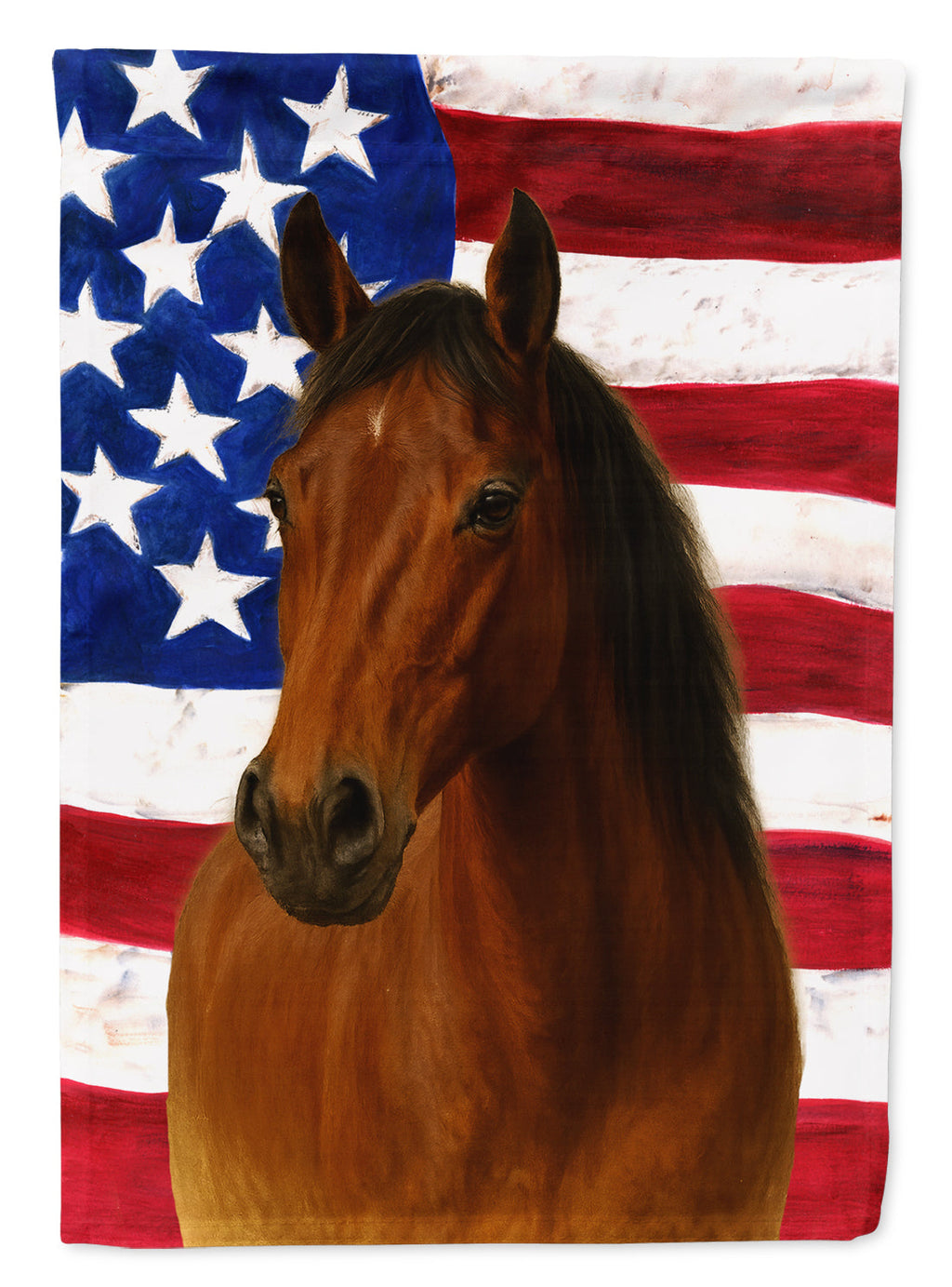 Bay Mustang Horse American House Flag 28x40 Porch Sleeve Pole Decorative Outside Yard Banner Artwork Wall Hanging, Polyester