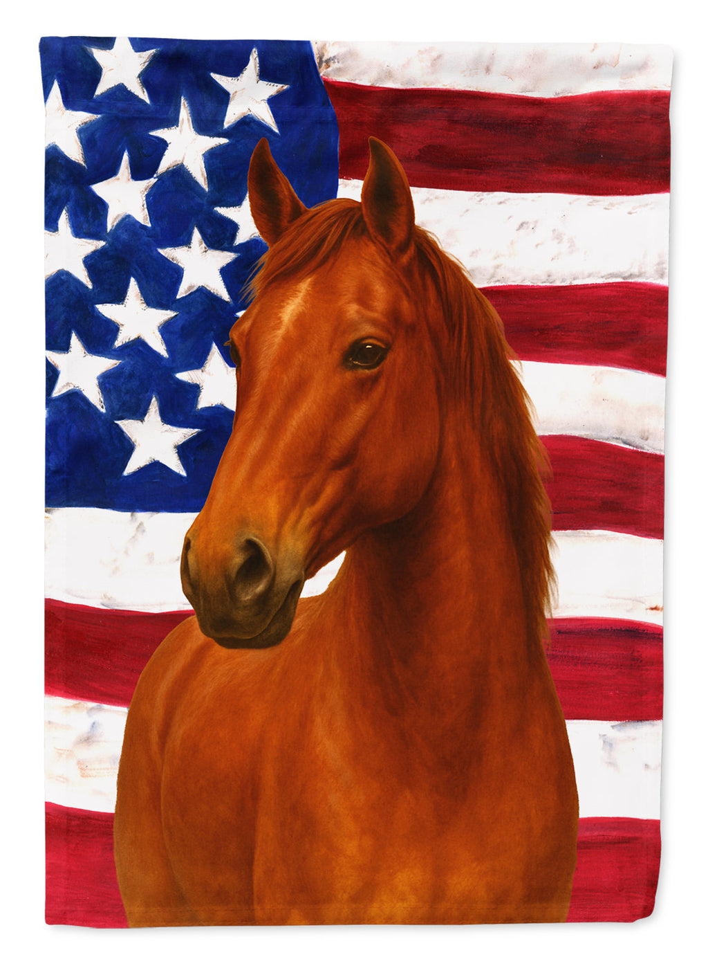 Chestnut Mustang Horse American House Flag 28x40 Porch Sleeve Pole Decorative Outside Yard Banner Artwork Wall Hanging, Polyester