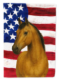 Dun Mustang Horse American House Flag 28x40 Porch Sleeve Pole Decorative Outside Yard Banner Artwork Wall Hanging, Polyester