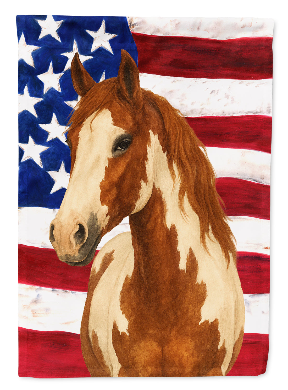 Chestnut Overo Paint Horse American House Flag 28x40 Porch Sleeve Pole Decorative Outside Yard Banner Artwork Wall Hanging, Polyester