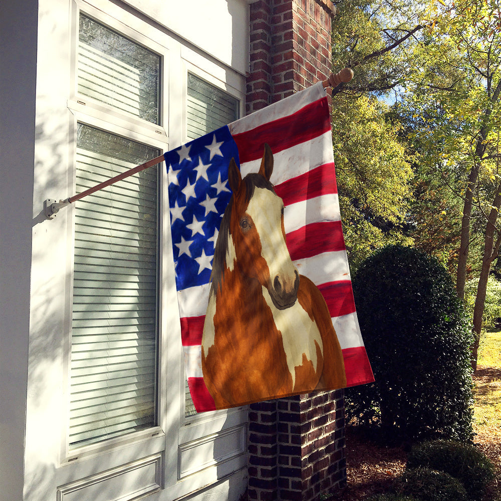 Overo Paint Horse American House Flag 28x40 Porch Sleeve Pole Decorative Outside Yard Banner Artwork Wall Hanging, Polyester