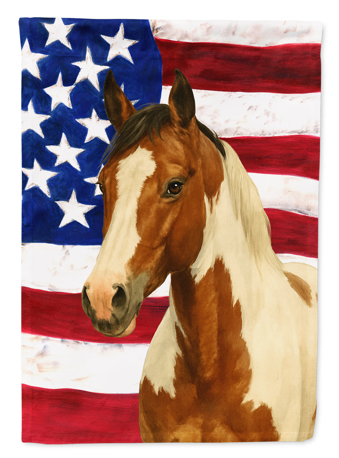 Bay Sabino Paint Horse American House Flag 28x40 Porch Sleeve Pole Decorative Outside Yard Banner Artwork Wall Hanging, Polyester
