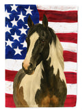 Black Tobiano Paint Horse American House Flag 28x40 Porch Sleeve Pole Decorative Outside Yard Banner Artwork Wall Hanging, Polyester
