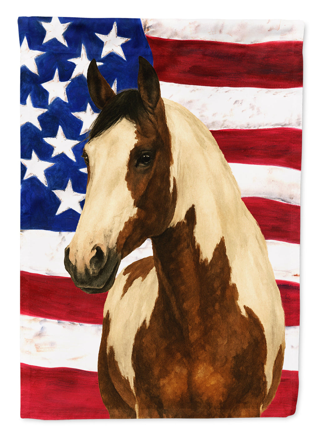 Tovero Paint Horse American House Flag 28x40 Porch Sleeve Pole Decorative Outside Yard Banner Artwork Wall Hanging, Polyester