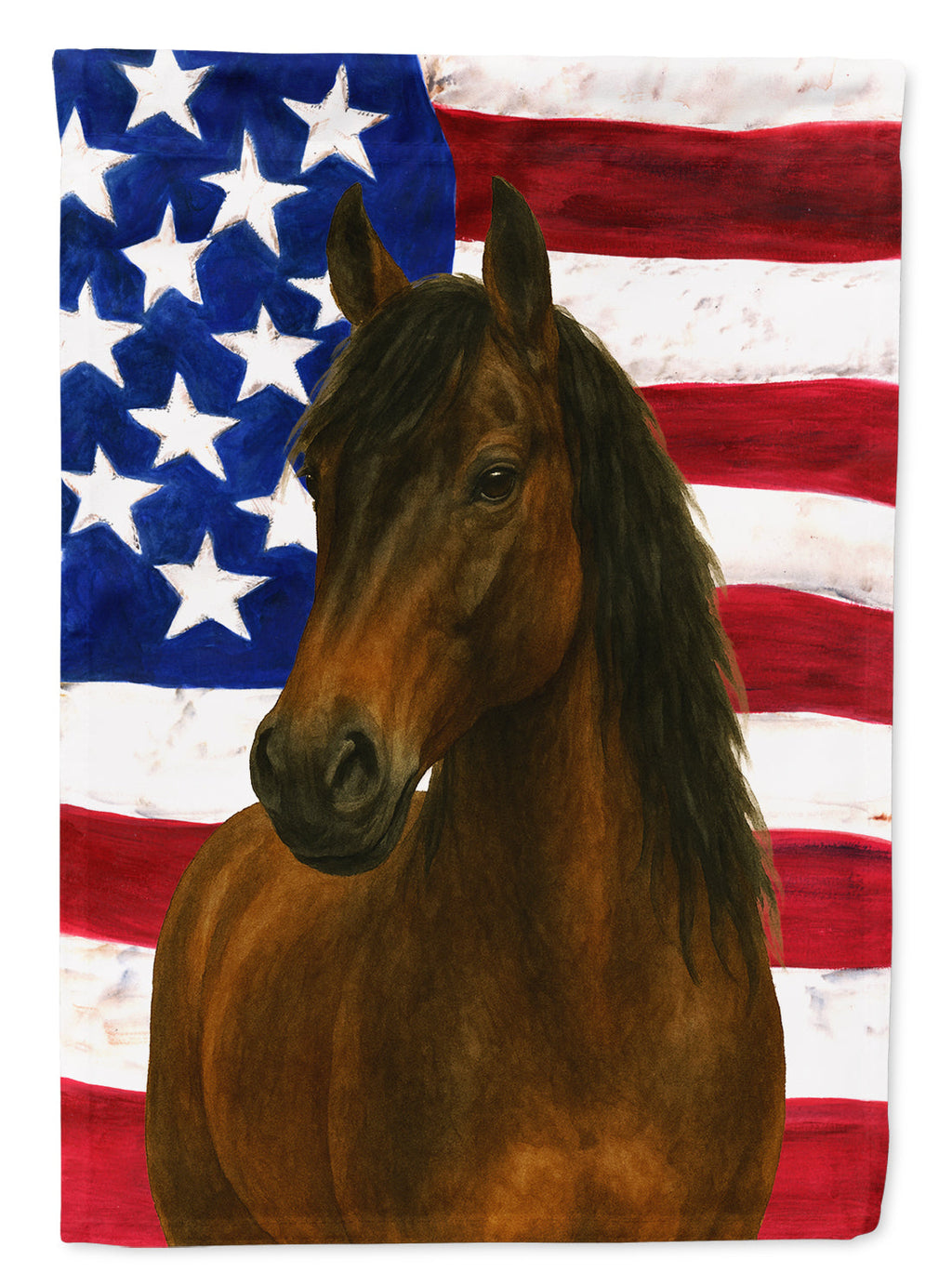 Bay Paso Fino Horse American House Flag 28x40 Porch Sleeve Pole Decorative Outside Yard Banner Artwork Wall Hanging, Polyester