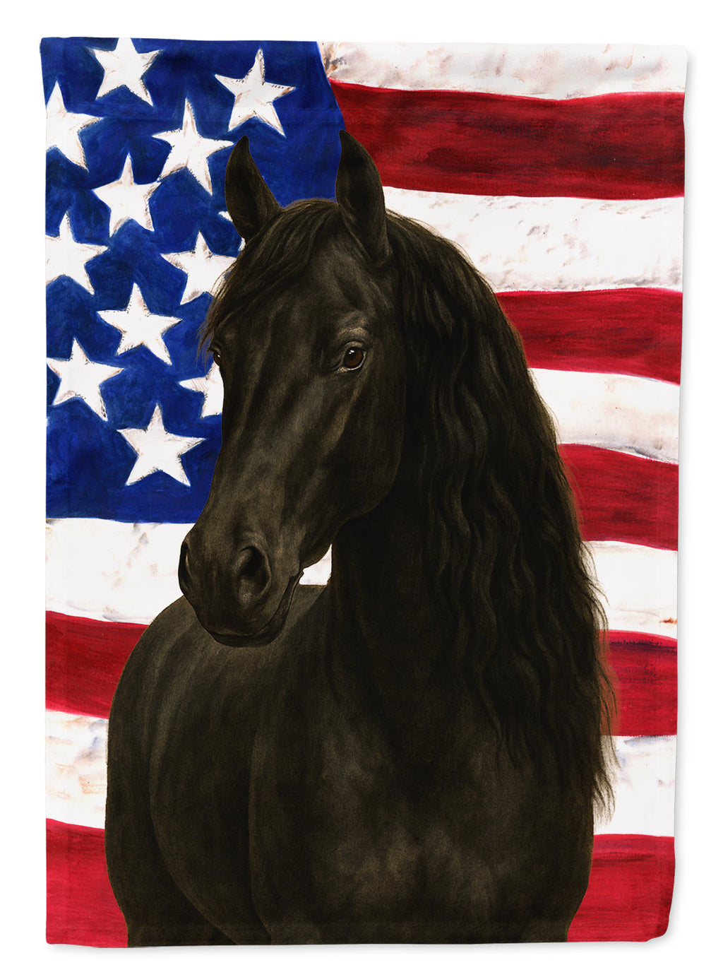 Black Paso Fino Horse American House Flag 28x40 Porch Sleeve Pole Decorative Outside Yard Banner Artwork Wall Hanging, Polyester