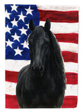 Black Percheron Horse American House Flag 28x40 Porch Sleeve Pole Decorative Outside Yard Banner Artwork Wall Hanging, Polyester