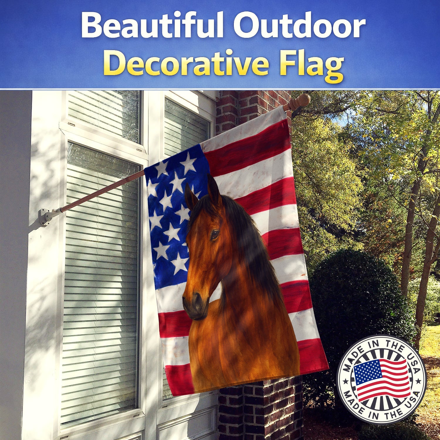 Bay Tennessee Walking Horse American House Flag 28x40 Porch Sleeve Pole Decorative Outside Yard Banner Artwork Wall Hanging, Polyester