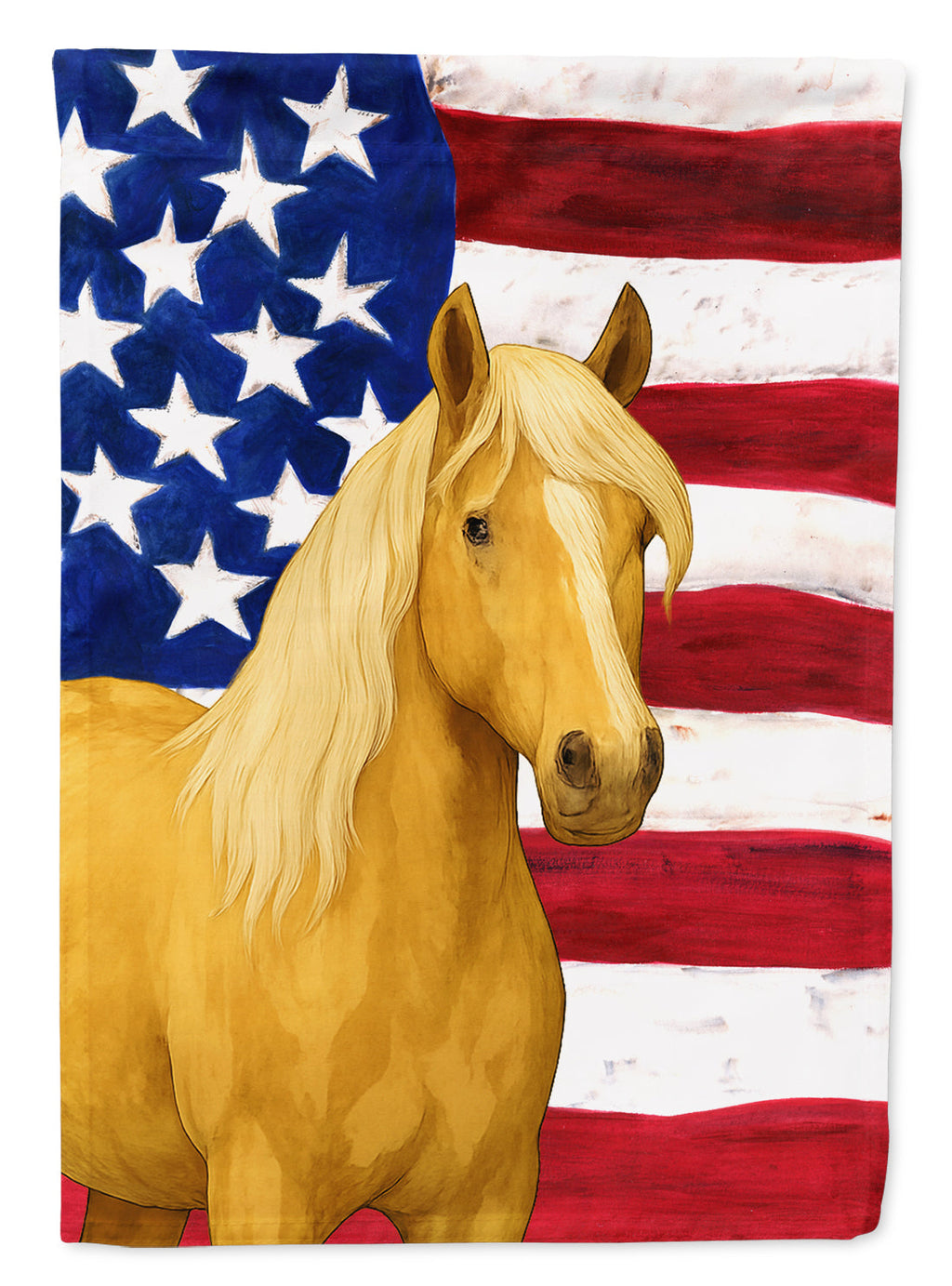 Palomino Tennessee Walking Horse American House Flag 28x40 Porch Sleeve Pole Decorative Outside Yard Banner Artwork Wall Hanging, Polyester
