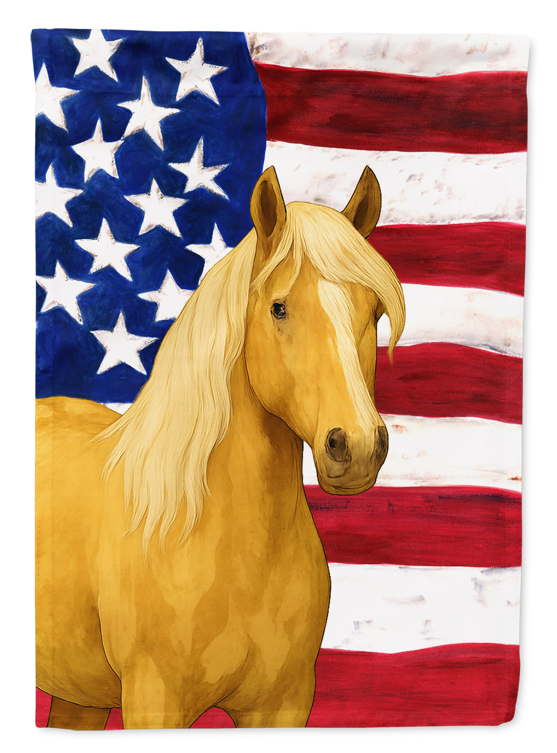 Palomino Tennessee Walking Horse American House Flag 28x40 Porch Sleeve Pole Decorative Outside Yard Banner Artwork Wall Hanging, Polyester