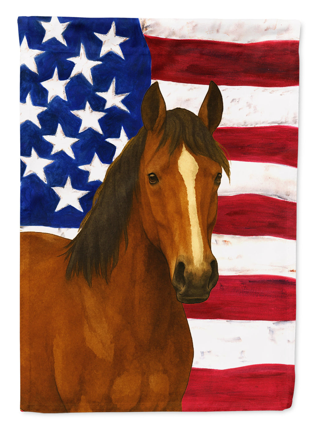 Bay Thoroughbred Horse American House Flag 28x40 Porch Sleeve Pole Decorative Outside Yard Banner Artwork Wall Hanging, Polyester