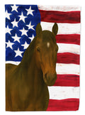 Dark Bay Thoroughbred Horse American House Flag 28x40 Porch Sleeve Pole Decorative Outside Yard Banner Artwork Wall Hanging, Polyester