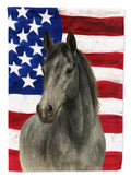 Gray Thoroughbred Horse American House Flag 28x40 Porch Sleeve Pole Decorative Outside Yard Banner Artwork Wall Hanging, Polyester